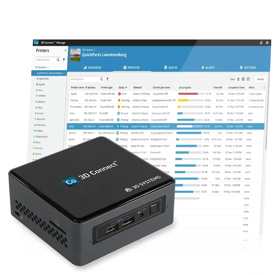 Mejore la eficacia de la producción y aumente el tiempo de funcionamiento con la administración de IIOT para impresión 3D