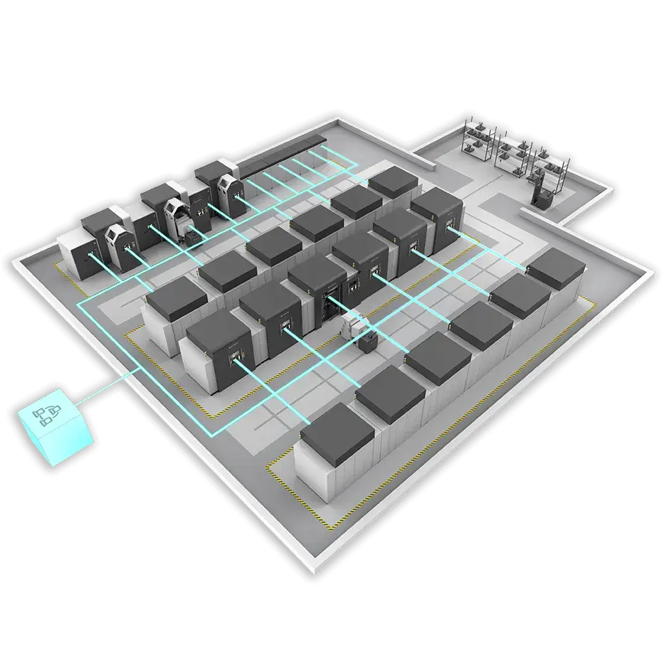 Manufacture metal parts with scalable DMLS with removable build chamber for continuous printing