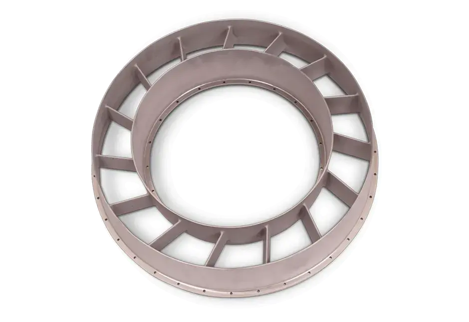 "Paleta trasera de miniturbinas (TRV) producida en una sola pieza en DMP Factory 500 con material LaserForm®Ni718 (A)" .