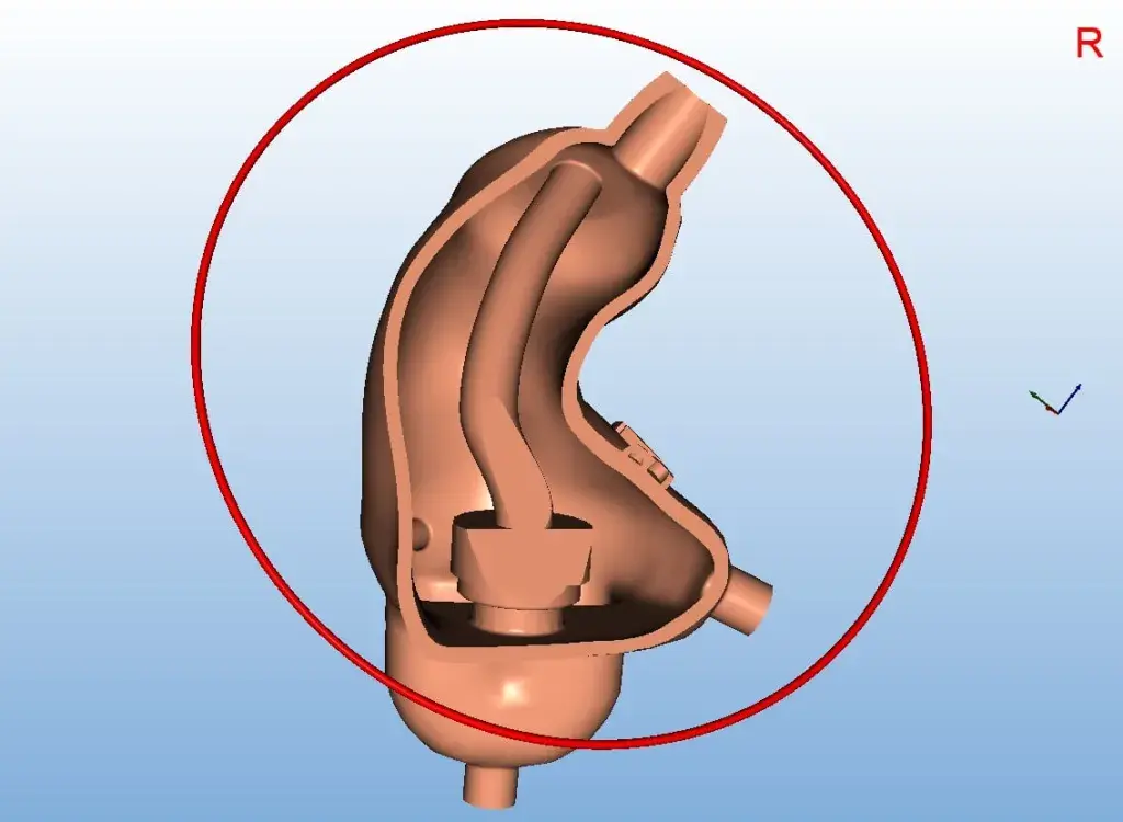 Corte transversal de un molde impreso en 3D por ACS Custom