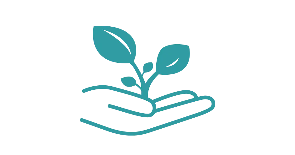 Un gráfico de una mano que sostiene a un pequeño árbol