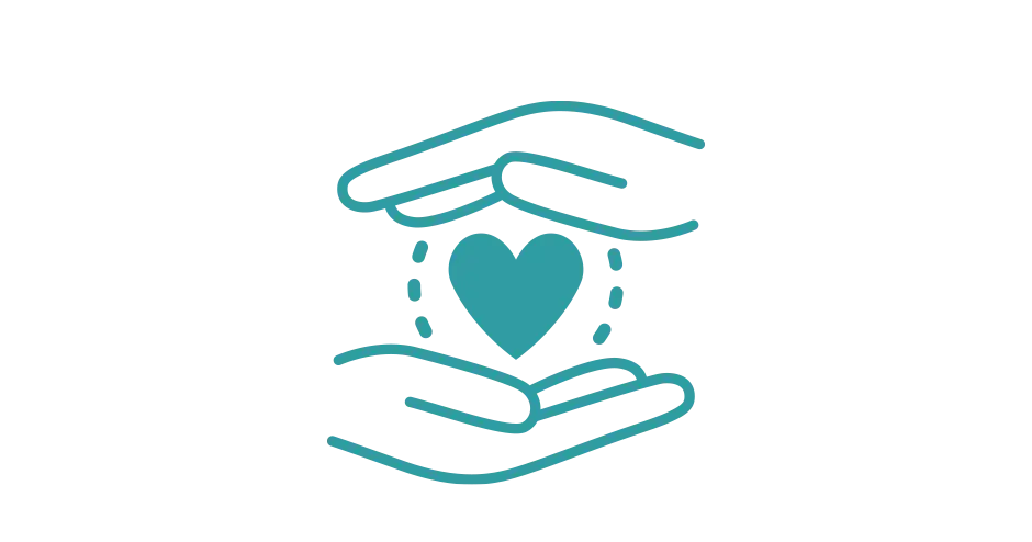 un icono que muestra 2 manos que sostienen un corazón