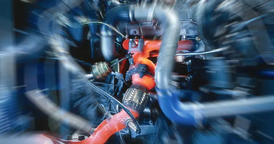 Motor de automóvil con sistema de escape potenciado