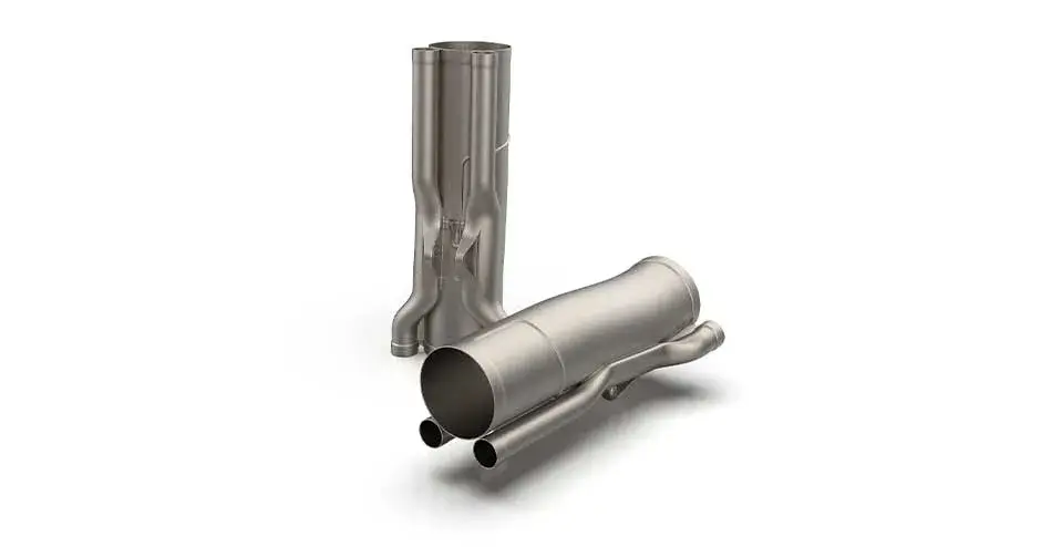 escape impreso con dmp laserform ti-gr23 (A) vertical en el fondo y apoyado en un ángulo