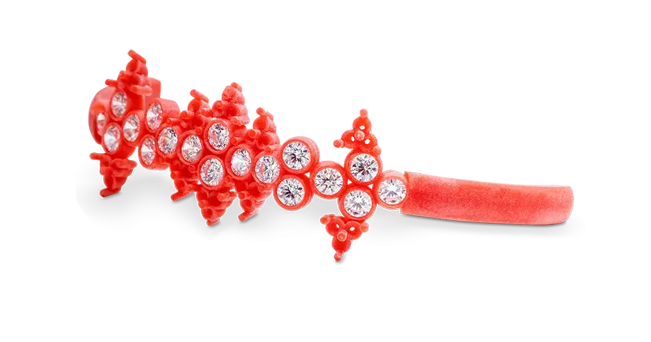 Pulsera con piedras creada con VisiJet Wax Jewel Red (MJP) 