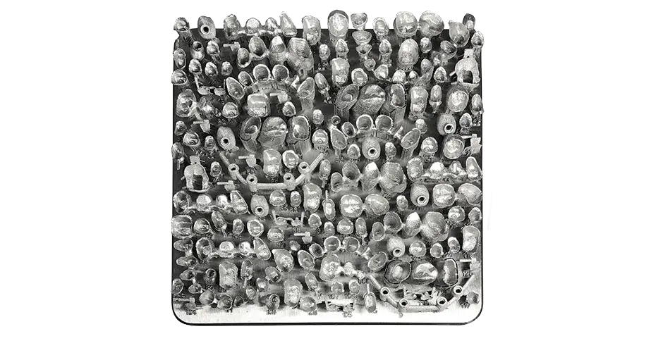 Placa de puentes dentales de coronas fabricados de LaserForm CoCr en una impresora 3D DMP Flex 200