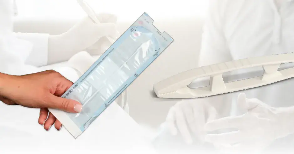 medical supplies against a hospital background