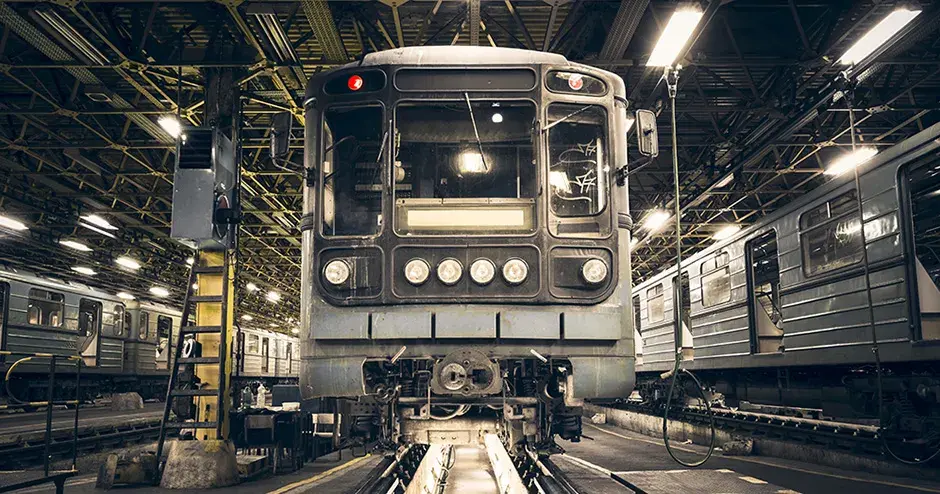 Tren en dársena para mantenimiento