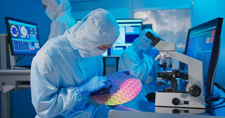 un técnico sosteniendo un disco