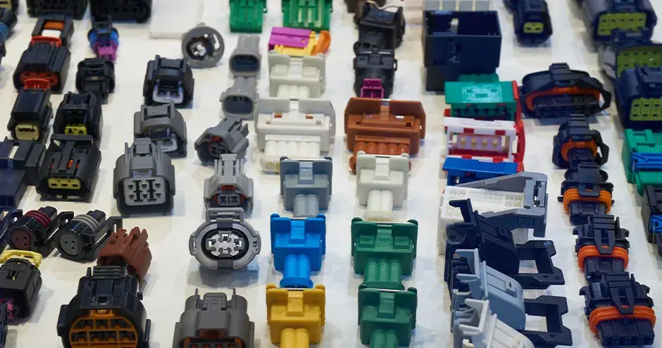 Distintos tipos de conectores eléctricos utilizados en cableados y mazos de cables eléctricos para vehículos