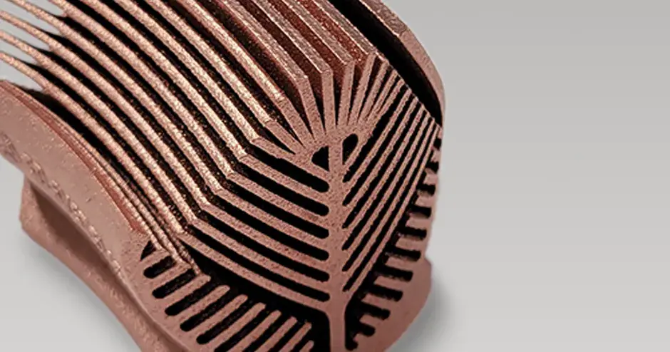 Una pieza en 3D impresa en cobre