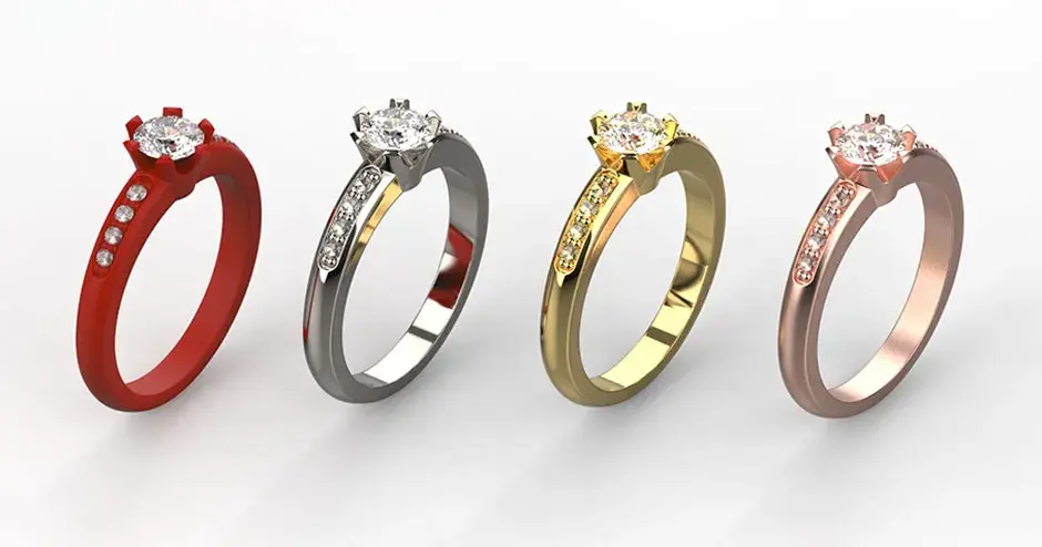 4 anillos en paralelo que muestran el proceso de fundición