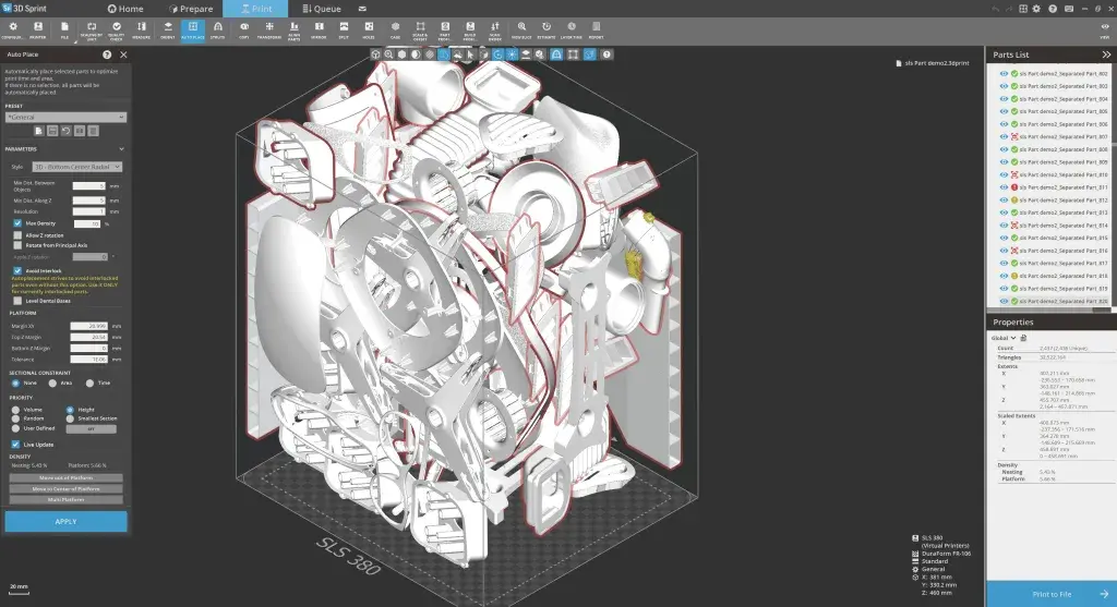 3D Sprint Auto Place for SLS