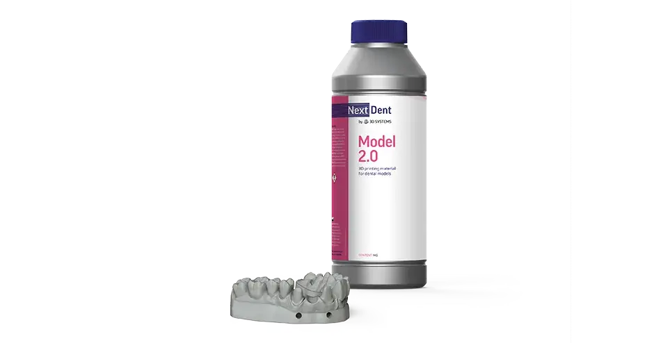 NextDent Model 2.0 de 3D Systems para aplicaciones odontológicas