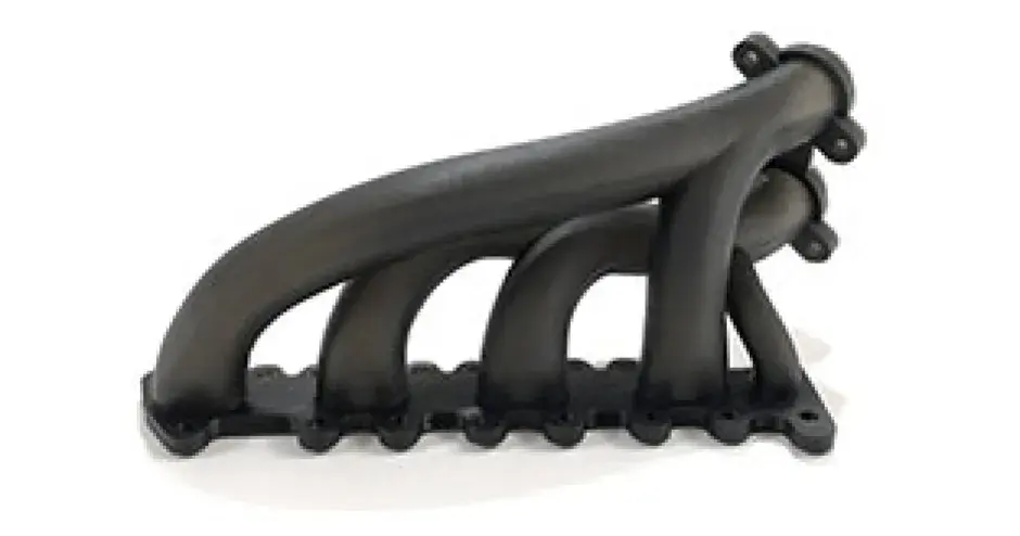 Pieza impresa en 3D hecha a partir de la Figura 4 Tough-BLK 20, un material fuerte similar al ABS con estabilidad ambiental a largo plazo