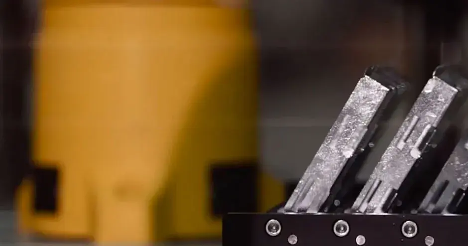 Vista abstracta de piezas de impresión de una impresora 3D