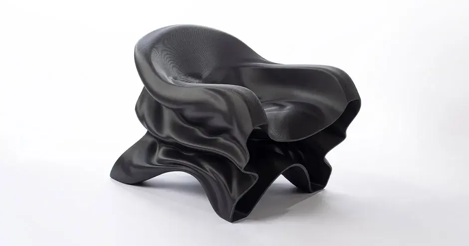 Sillón Steam diseñado por Slicelab e impreso en 3D con pellets PETG en la impresora 3D EXT 1270 Titan Pellet.